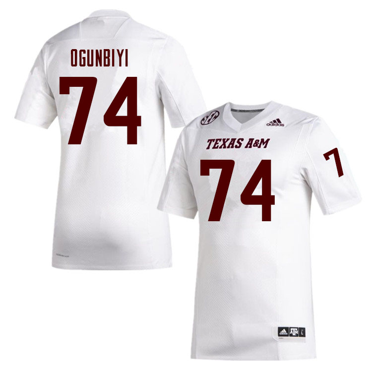 Men #74 Aki Ogunbiyi Texas A&M Aggies College Football Jerseys Sale-White